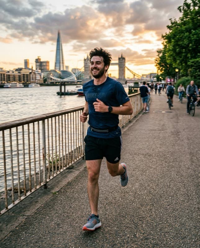 Marco runs outdoors and logs his workout with dyllo