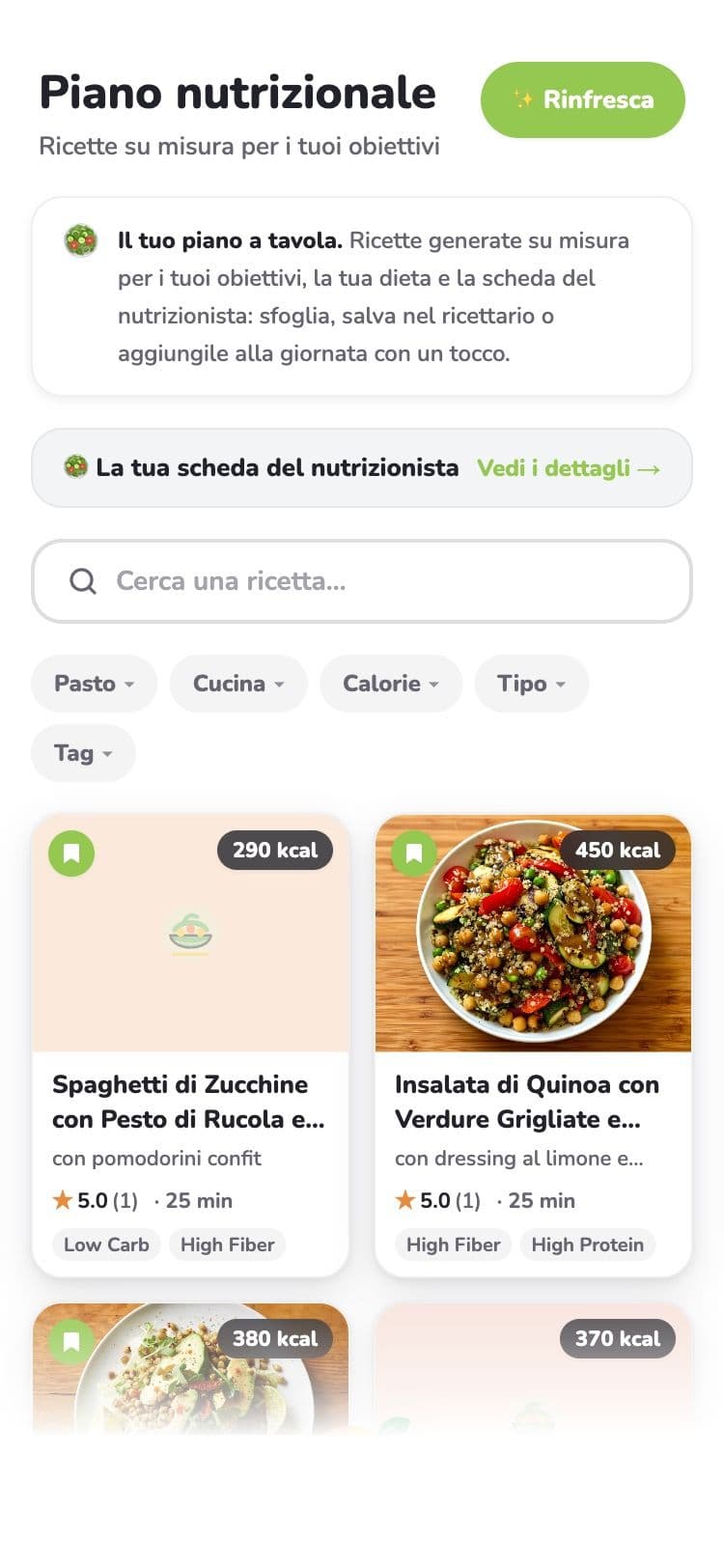 The nutrition plan with recipes